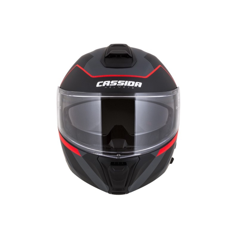 Cassida Modulo 2.0 Profil rot-grau-schwarzer Motorradhelm zum Aufklappen