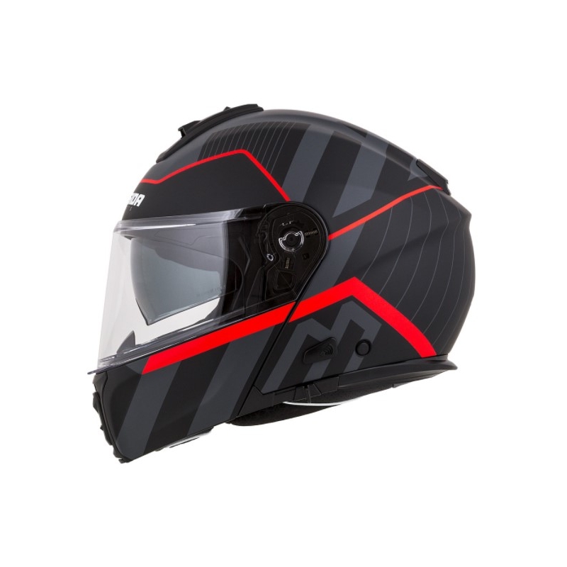 Cassida Modulo 2.0 Profil rot-grau-schwarzer Motorradhelm zum Aufklappen