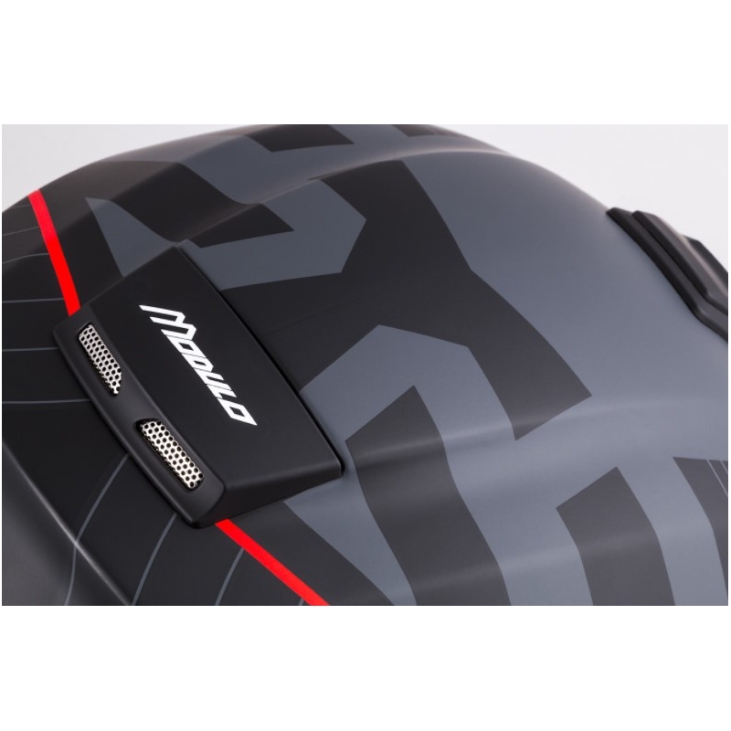 Cassida Modulo 2.0 Profil rot-grau-schwarzer Motorradhelm zum Aufklappen