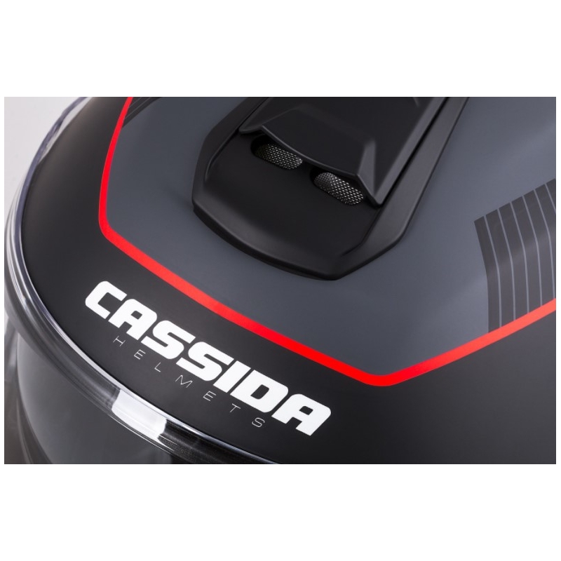 Cassida Modulo 2.0 Profil rot-grau-schwarzer Motorradhelm zum Aufklappen