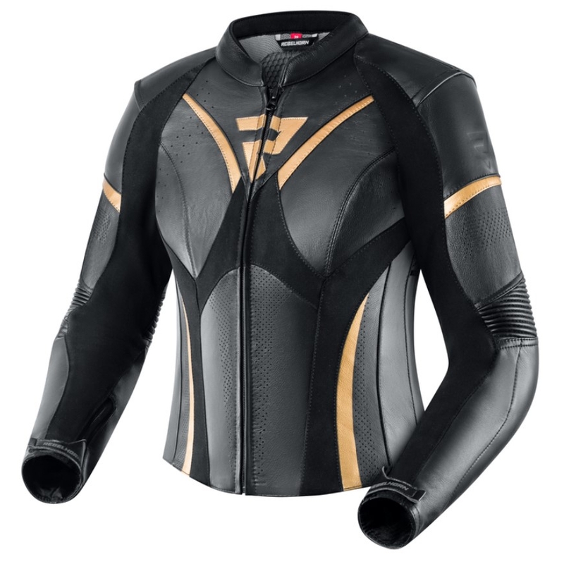 Women's Rebelhorn Rebel Schwarz und Gold Motorradjacke