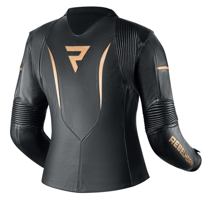 Women's Rebelhorn Rebel Schwarz und Gold Motorradjacke