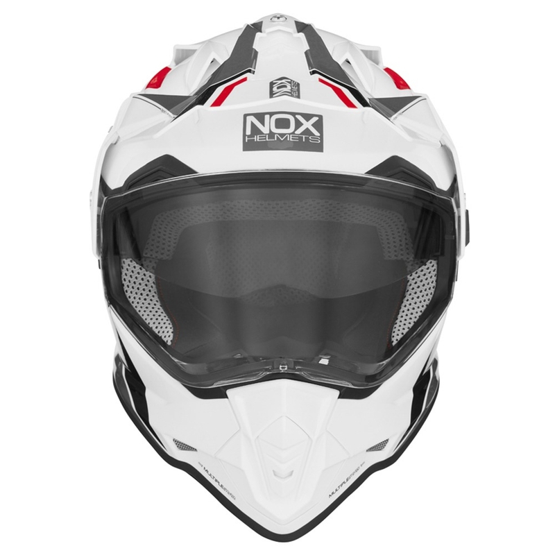 Endurohelm NOX N312 BLOCK 2022 grau-rot-weiß Ausverkauf