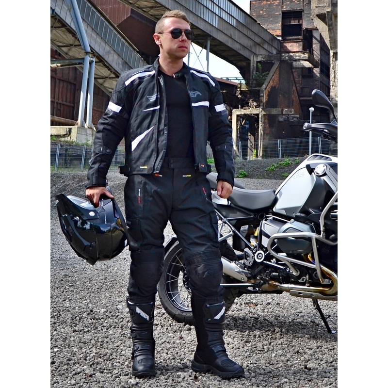 RSA Razor schwarz-weiße Motorradjacke Ausverkauf