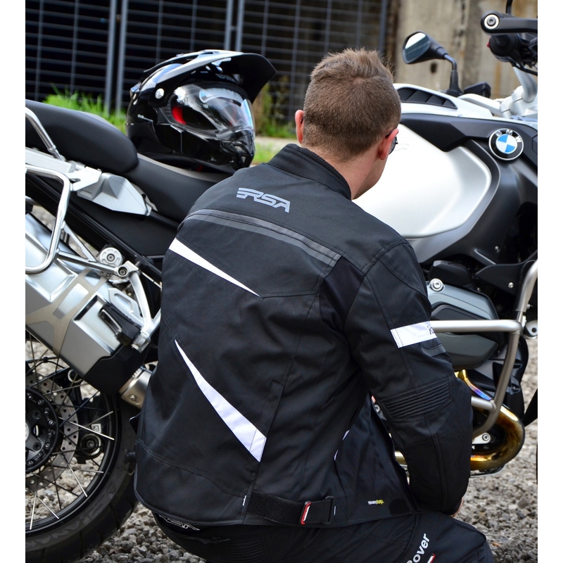 RSA Razor schwarz-weiße Motorradjacke Ausverkauf
