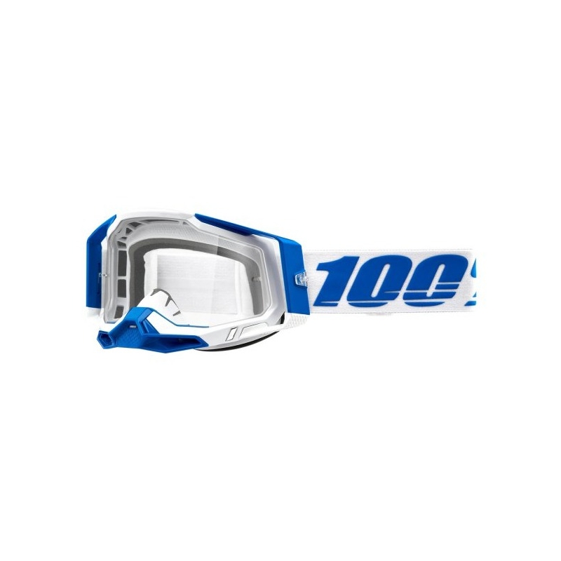 Motocrossbrille 100% RACECRAFT 2 Isola blau und weiß (Plexiglas)