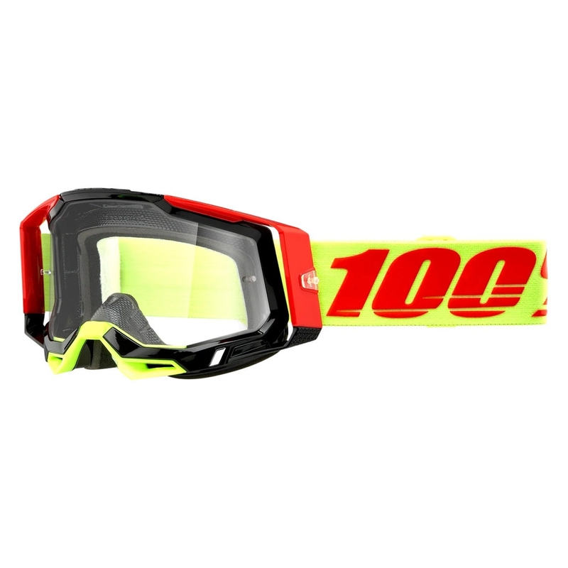 Motocrossbrille 100% RACECRAFT 2 Wiz rot-gelb (klares Plexiglas)