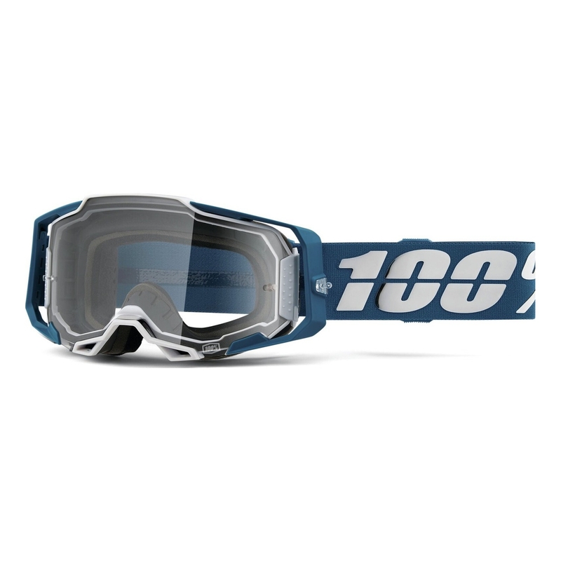 Motocrossbrille 100% ARMEGA Albar blau und weiß (Plexiglas)