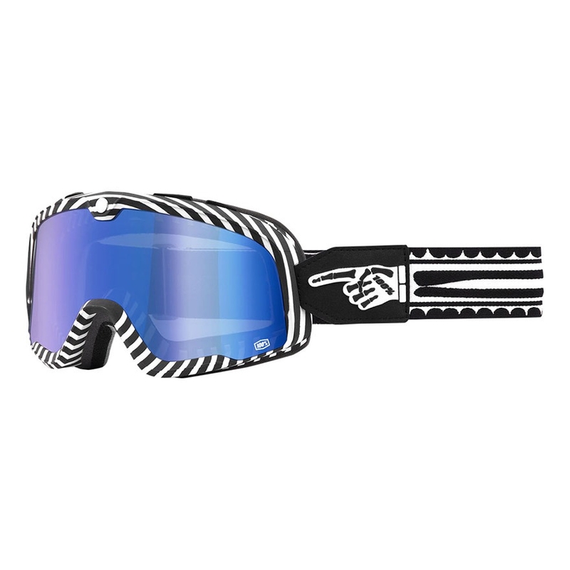 Brille 100% BARSTOW Death Spray weiß-schwarz (blaues Plexiglas)