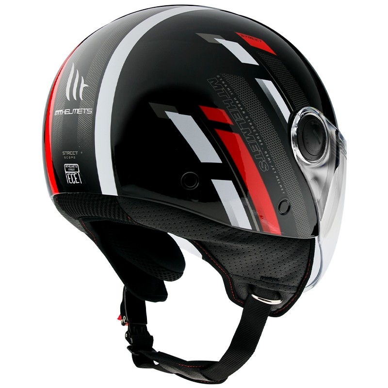 MT Street Scope D5 Open Motorradhelm Schwarz-Grau-Rot Glanz Ausverkauf