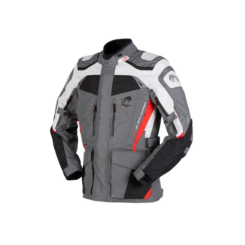 Furygan Apalaches grau-weiß-schwarz-rote Motorradjacke Ausverkauf
