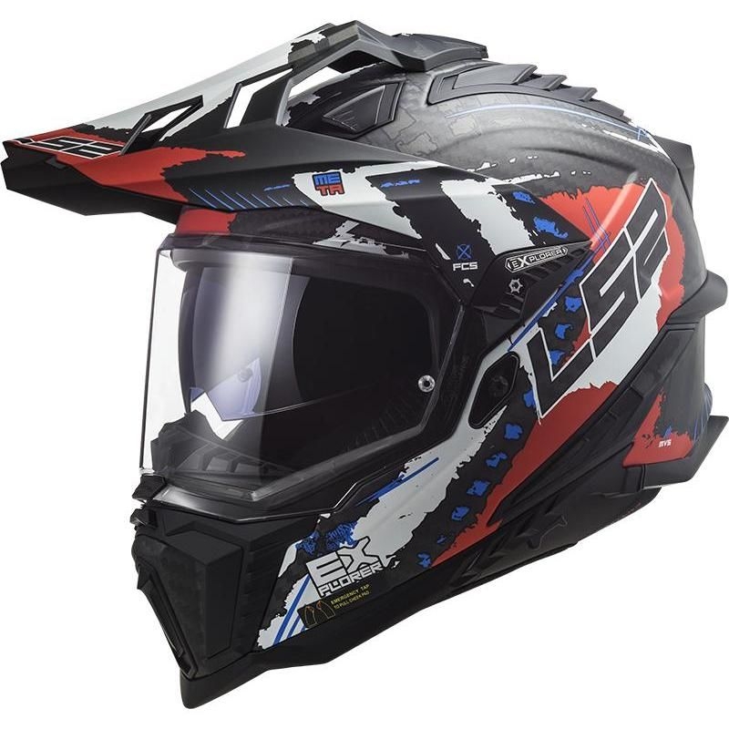 Enduro-Helm LS2 MX701 Explorer C Extend schwarz-blau-rot