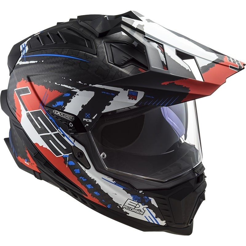 Enduro-Helm LS2 MX701 Explorer C Extend schwarz-blau-rot