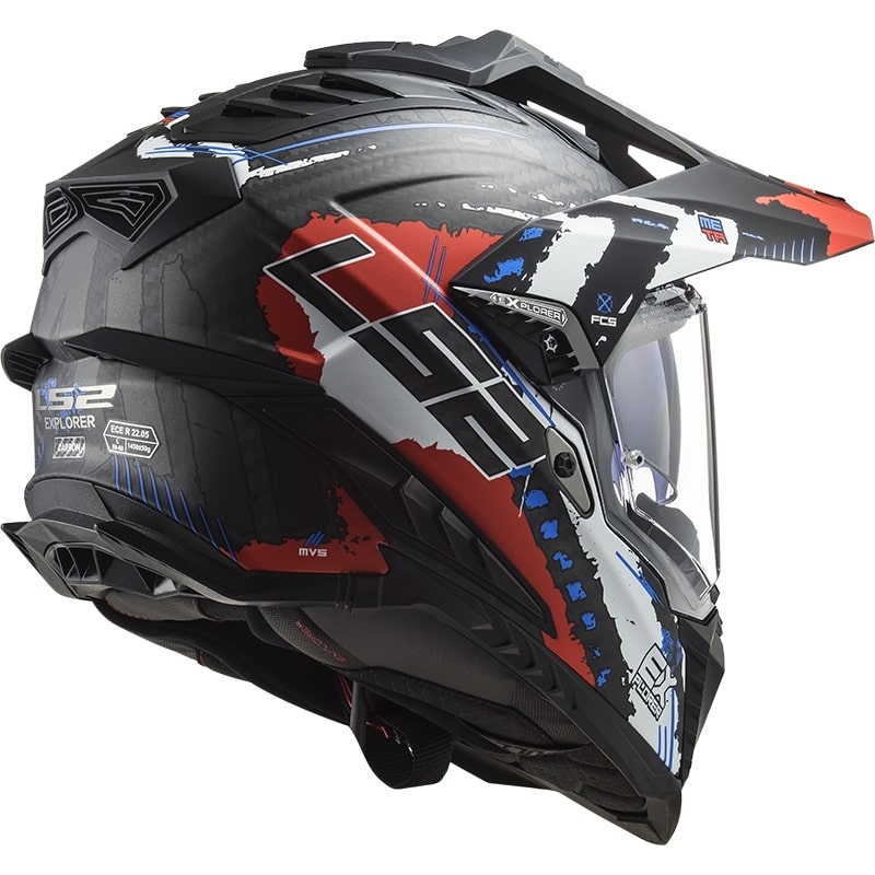 Enduro-Helm LS2 MX701 Explorer C Extend schwarz-blau-rot
