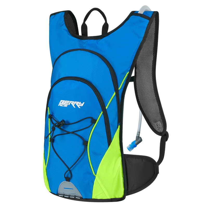 Radsport-Rucksack FORCE Berry Ace Plus 12 l blau-fluo grün mit Hydrovac Ausverkauf