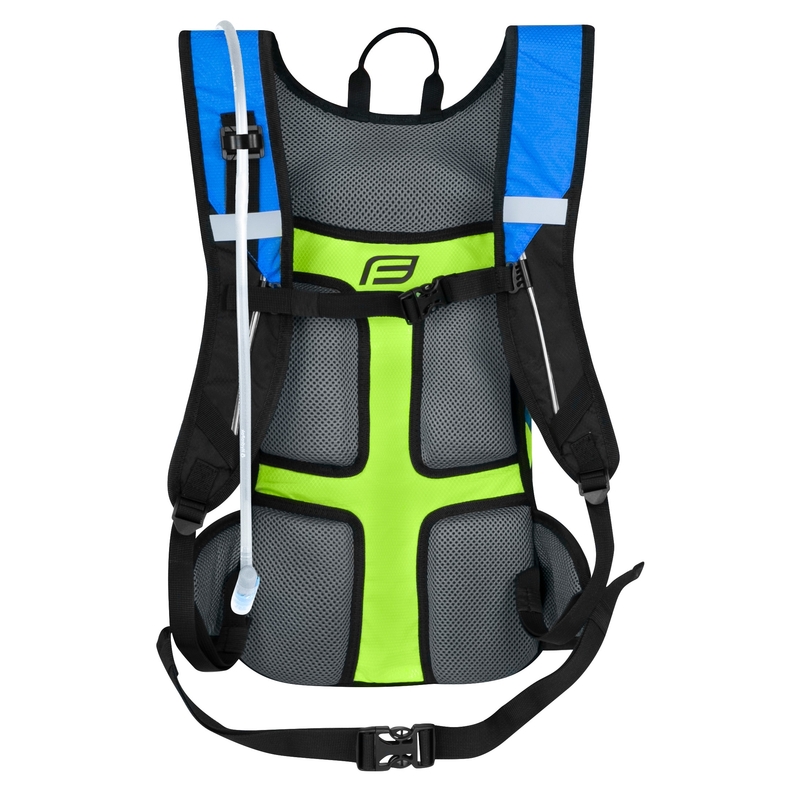 Radsport-Rucksack FORCE Berry Ace Plus 12 l blau-fluo grün mit Hydrovac Ausverkauf