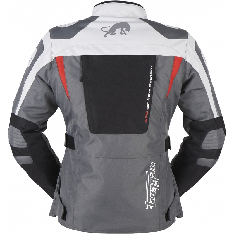 Damen Furygan Apalaches rot, weiß, schwarz und grau Motorradjacke