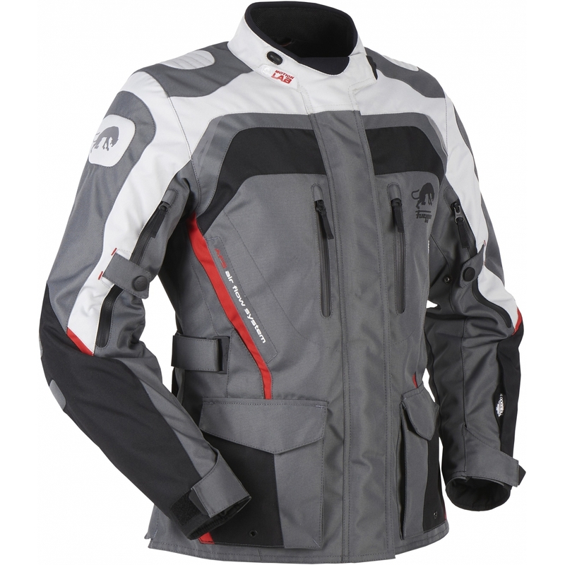 Damen Furygan Apalaches rot, weiß, schwarz und grau Motorradjacke