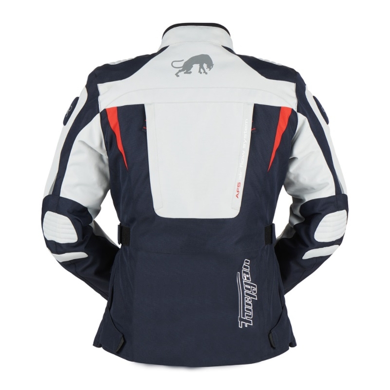 Frauen Furygan Apalaches Rot, Weiß und Blau Motorrad Jacke