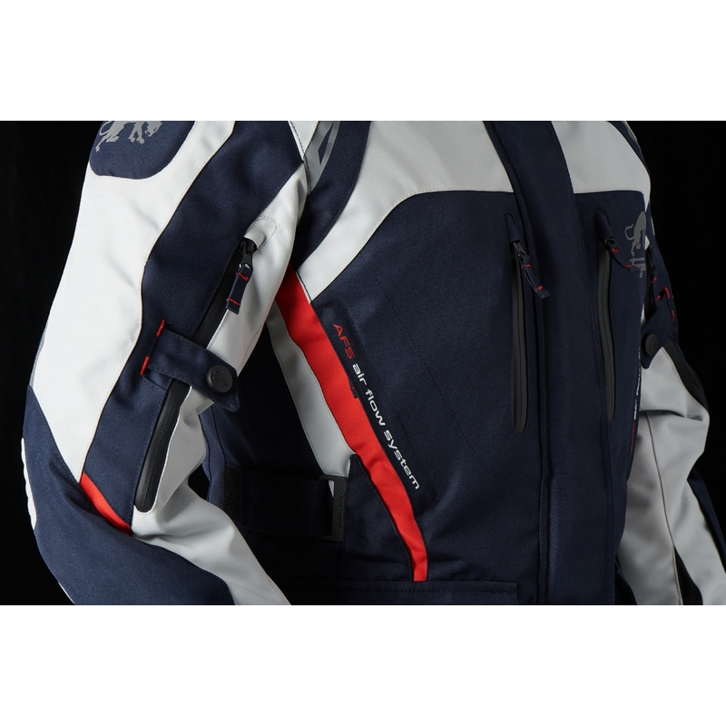 Frauen Furygan Apalaches Rot, Weiß und Blau Motorrad Jacke