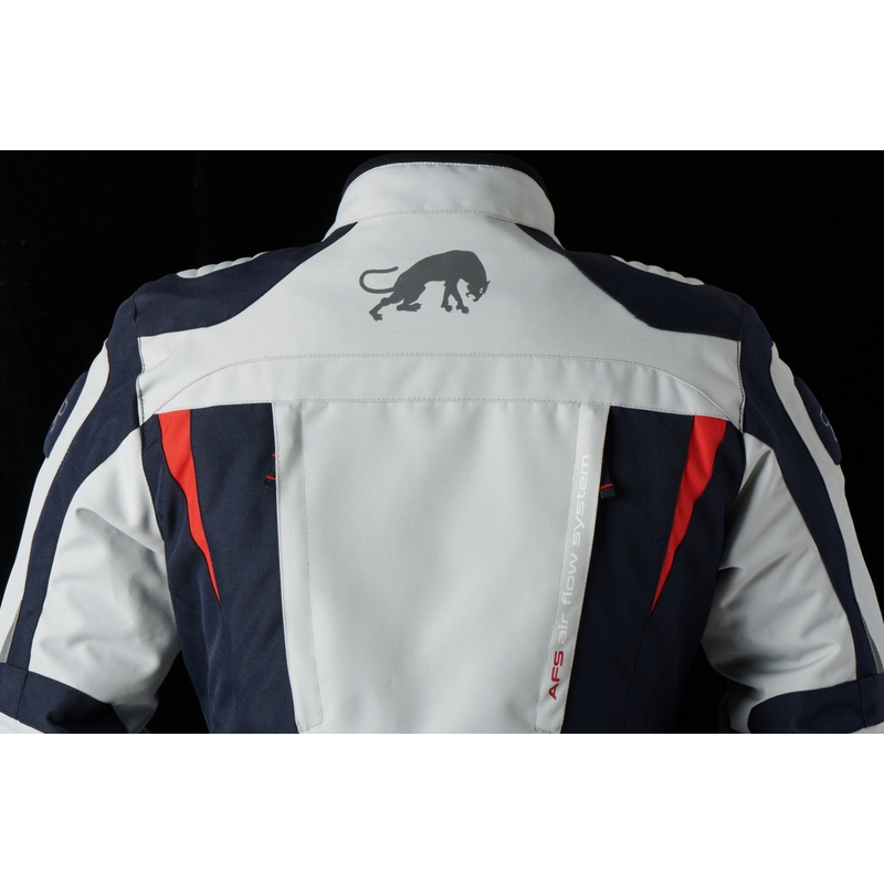 Frauen Furygan Apalaches Rot, Weiß und Blau Motorrad Jacke