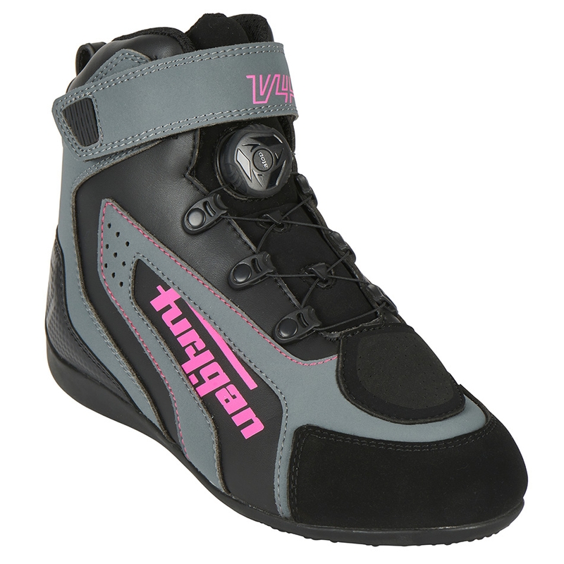 Damen Furygan V4 Easy D3O Schwarz-Grau-Rosa Motorradstiefel