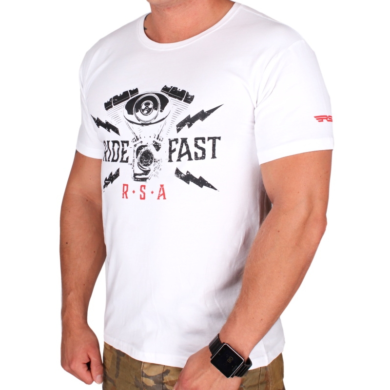 T-shirt RSA Ride Fast weiß Ausverkauf