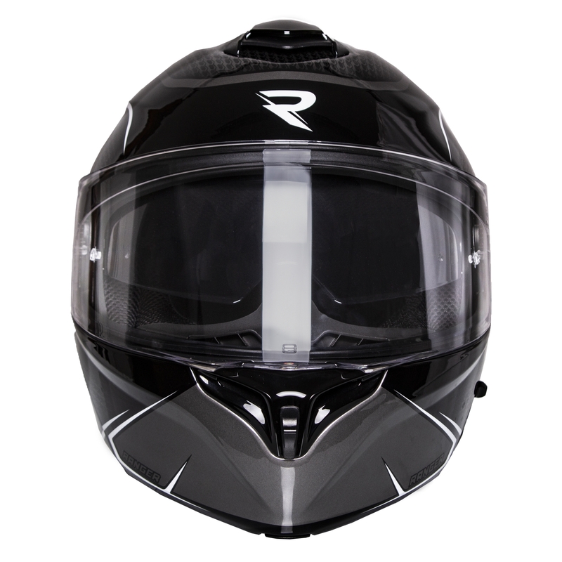 Street Racer Ranger schwarz-weißer Motorradhelm zum Aufklappen
