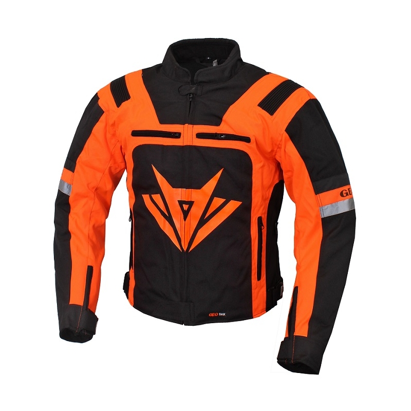 Gear Black and Orange Motorradjacke Ausverkauf