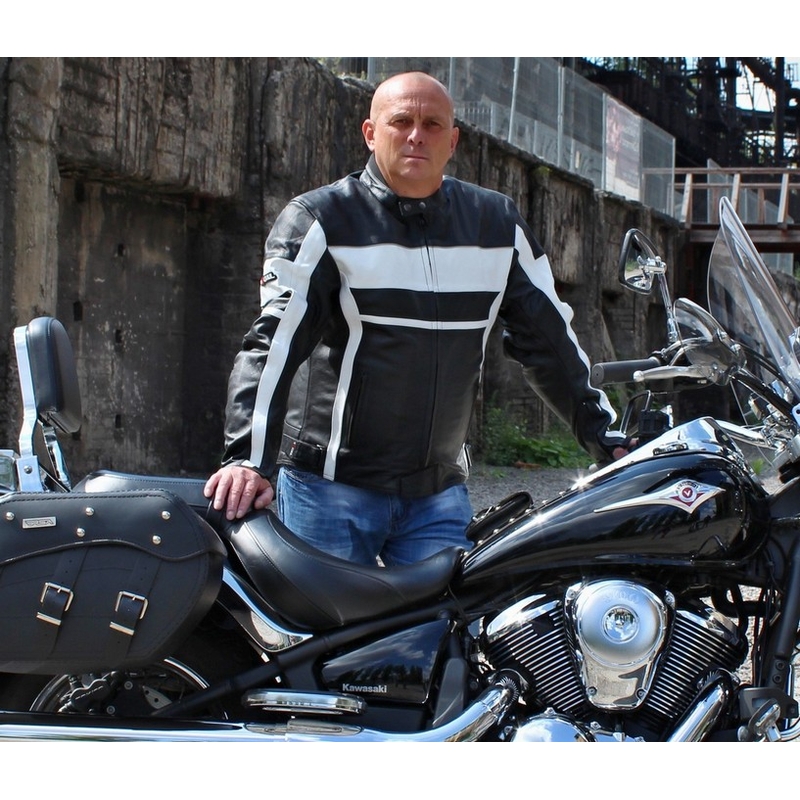 Motorradjacke Tschul 837 schwarz und weiß Ausverkauf