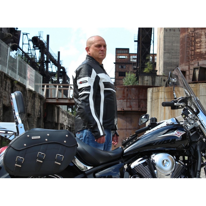 Motorradjacke Tschul 837 schwarz und weiß Ausverkauf