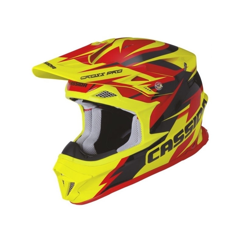 Cassida Cross Pro Motocross-Helm - rot/gelb/schwarz Ausverkauf