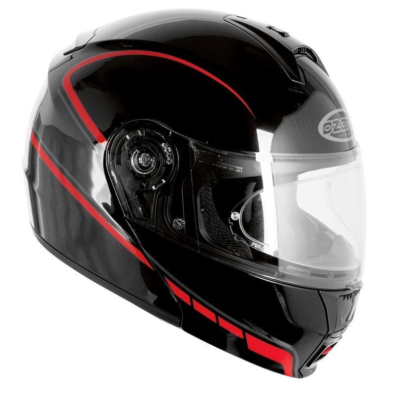 Kippbarer Motorradhelm Ozone FP-01 - schwarz/rot + Pinlock Ausverkauf