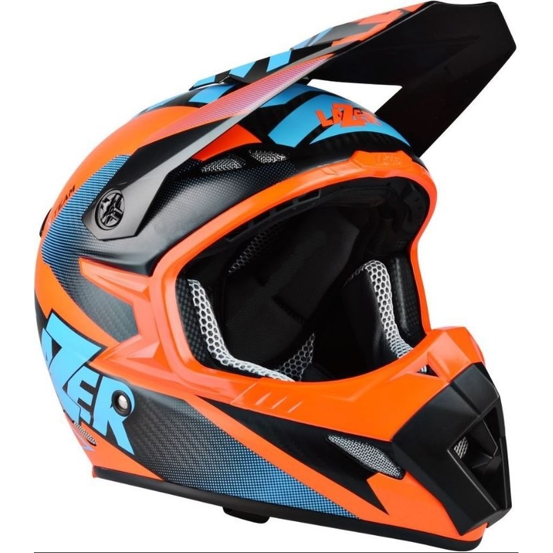 Motocross Helm Lazer MX8 X-Team Carbon blau-orange Ausverkauf