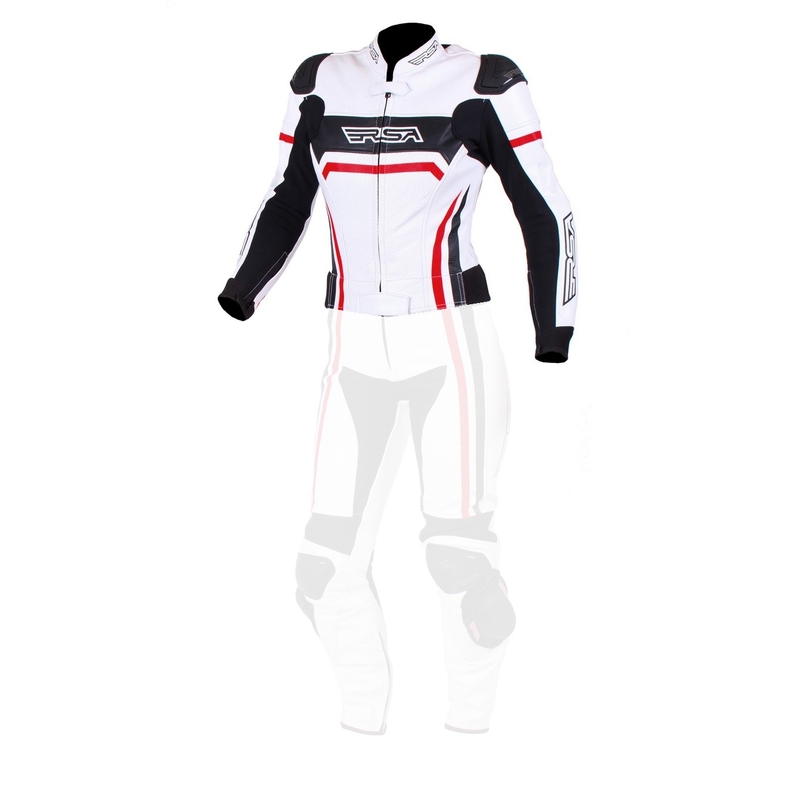 Damen Motorradjacke RSA Virus weiß-schwarz-rot Ausverkauf