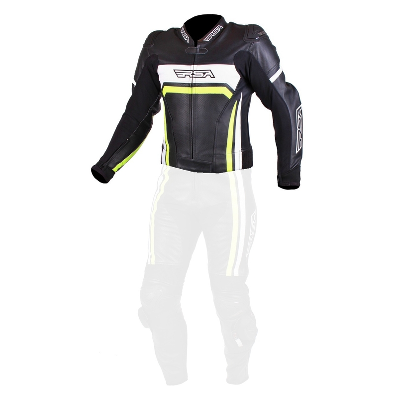 Herren Motorradjacke RSA Virus schwarz-weiß-fluo gelb Ausverkauf