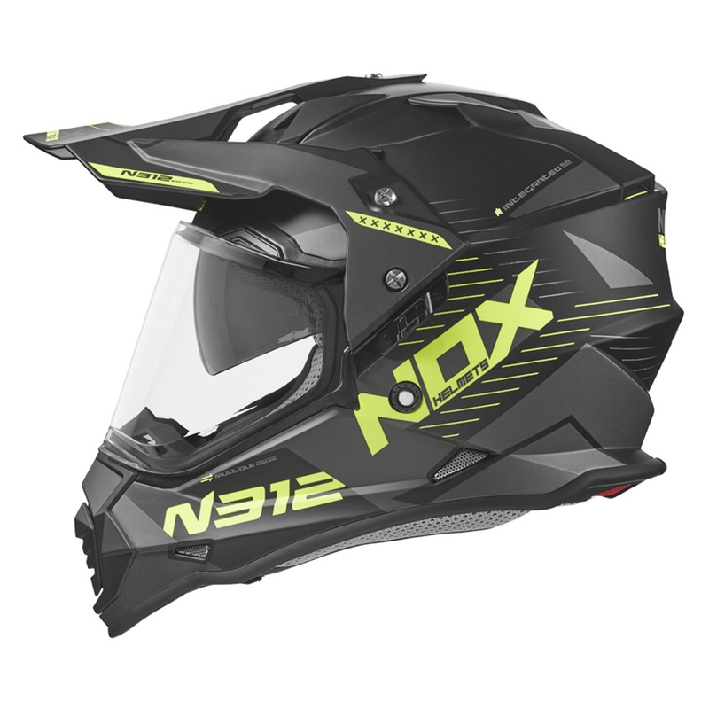 Endurohelm NOX N312 EXTEND 2022 schwarz-fluorgelb