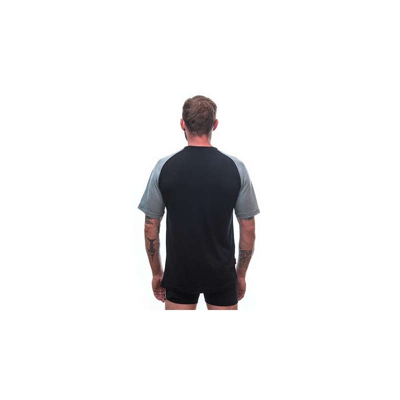 Herrenhemd Sensor Merino Active PT Logo schwarz-grau Ausverkauf