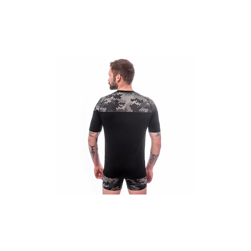 Herren Thermohemd Sensor Merino Impress schwarz-grau Ausverkauf