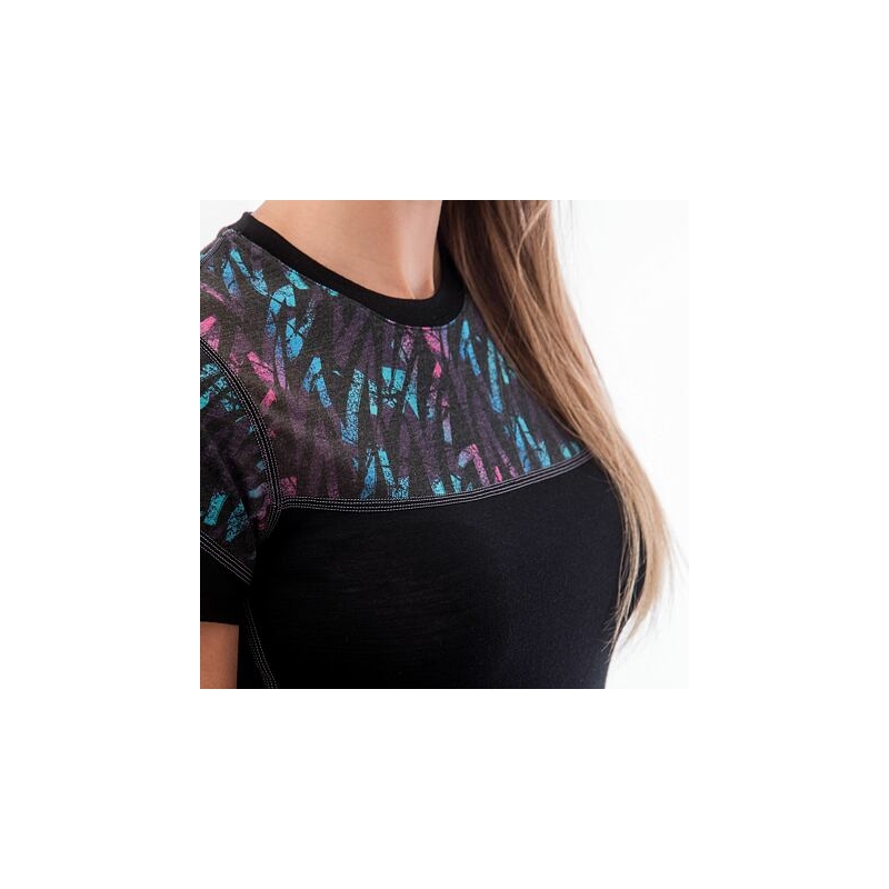Damen Thermoshirt Sensor Merino Impress schwarz-blau-rosa Ausverkauf