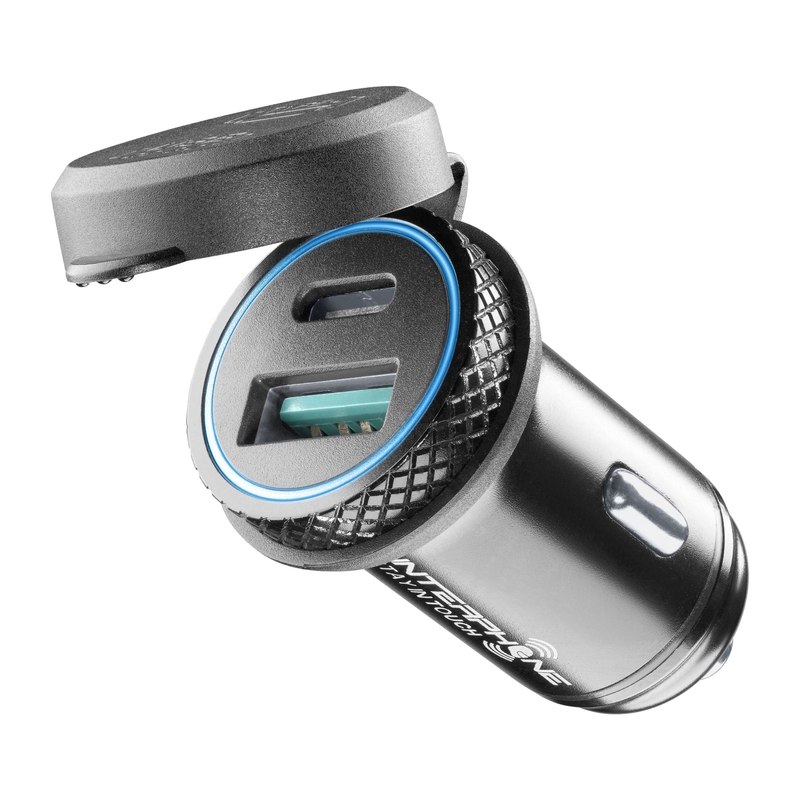 Interphone-Ladeadapter mit USB-C und USB 4.2 A max Anschlüssen