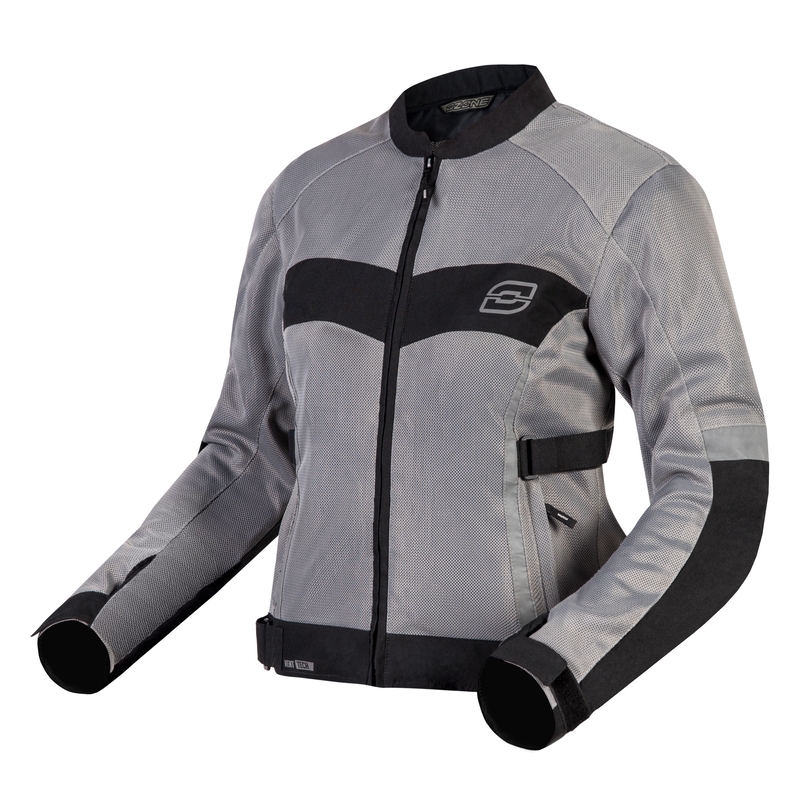 Women's Ozone Dart Motorradjacke Silber und Schwarz