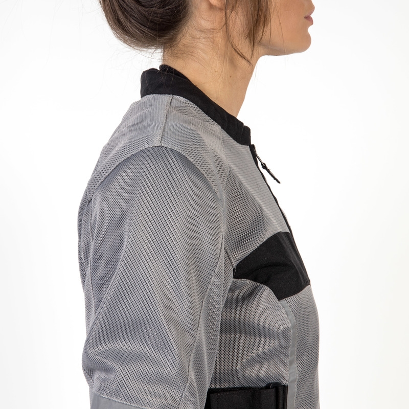 Women's Ozone Dart Motorradjacke Silber und Schwarz