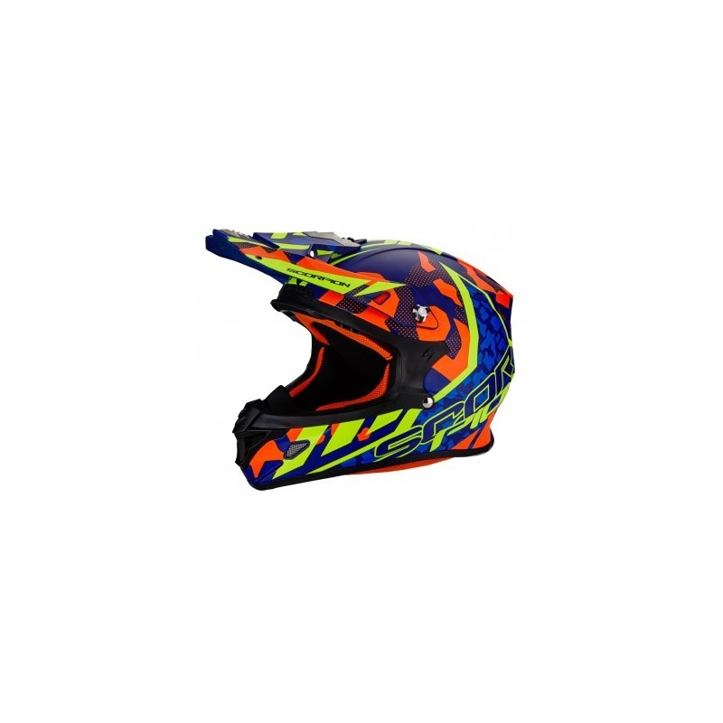 Motocross Helm Scorpion VX-21 Air Furio blau-orange-fluo gelb Ausverkauf