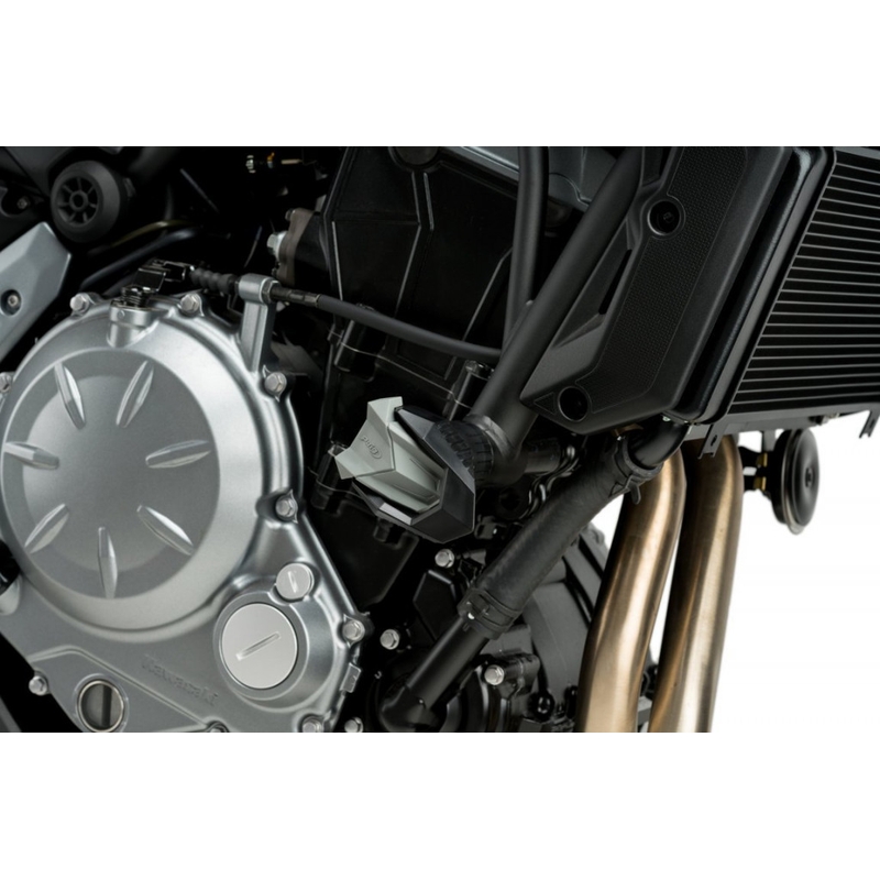 Frame sliders PUIG R12 black with grey rubber für KAWASAKI ZX-6R 636 Ninja (2013<) 2019-2023