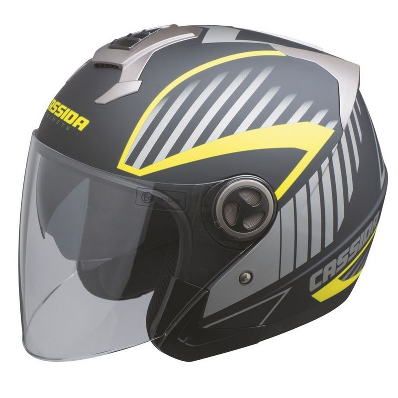Cassida Magnum Motorradhelm schwarz-grau-fluo gelb