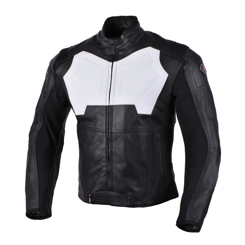 Motorradjacke Tschul 850 weiß-schwarz Ausverkauf
