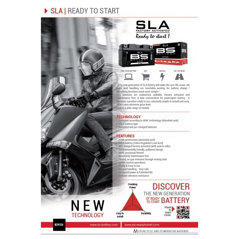 Werkaktivierte Motorradbatterie BS-BATTERY