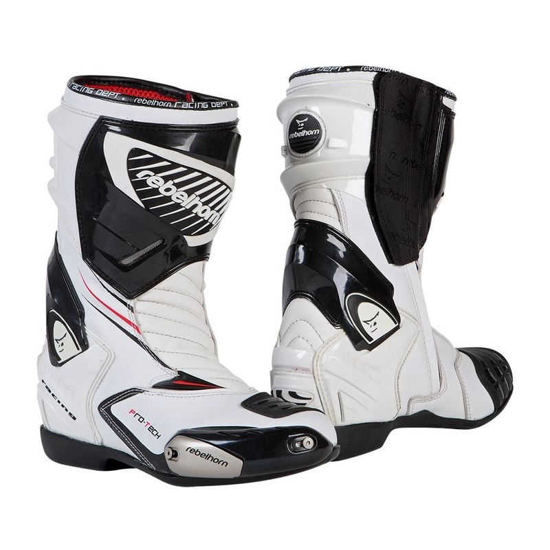 Rebelhorn Lap Weiß und Schwarz Motorradstiefel Ausverkauf