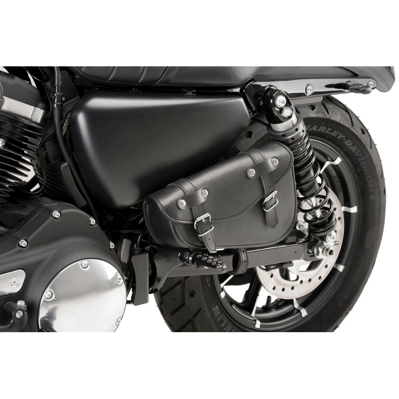 Leder-Satteltasche CUSTOMACCES DETROIT schwarz links